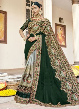 Green Wedding Art Silk Contemporary Saree