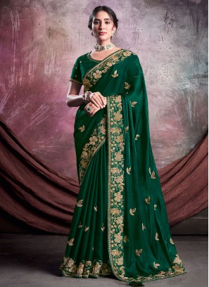 Green Wedding Crepe Silk Classic Saree