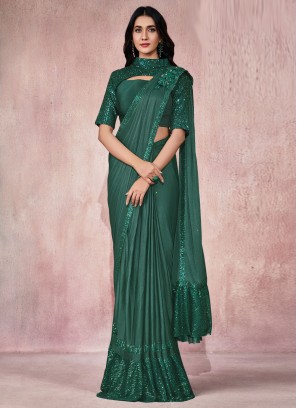Green Wedding Lycra Classic Saree