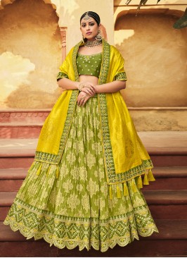 Green Wedding Silk Lehenga Choli