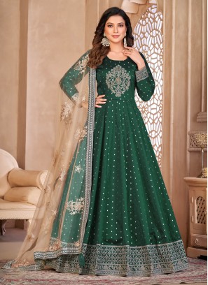 Green Wedding Tafeta Silk Salwar Suit