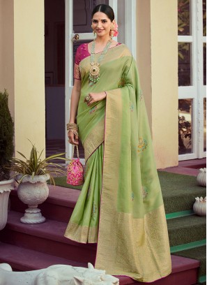 Green Woven Classic Saree