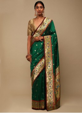 Green Woven Sangeet Saree