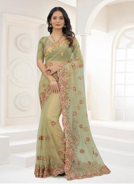 Green Zari Contemporary Saree