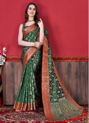 Green Zari Trendy Saree