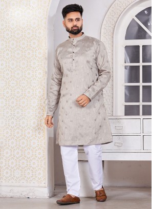 Grey Banglori Silk Kurta