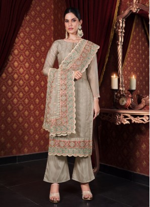 Grey Ceremonial Designer Salwar Suit