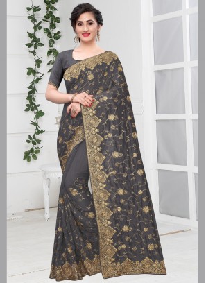 Grey Ceremonial Traditional Designer Saree