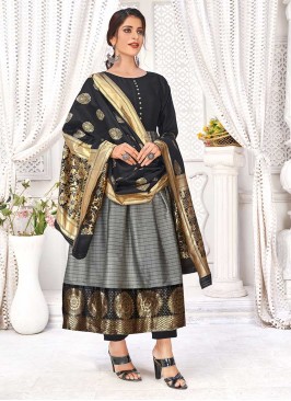 Grey Color Banarasi Silk Kurti