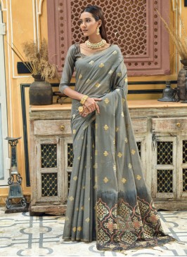 Grey Color Classic Saree