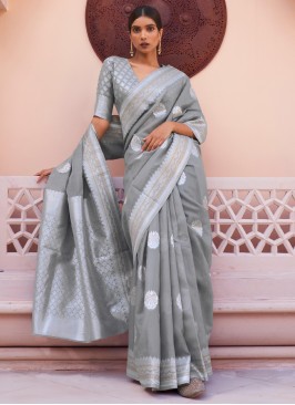 Grey Color Classic Saree