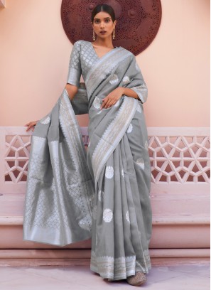 Grey Color Classic Saree