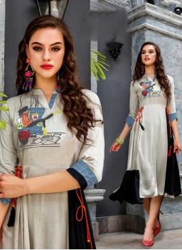 Grey Color Cotton Stylish Kurti