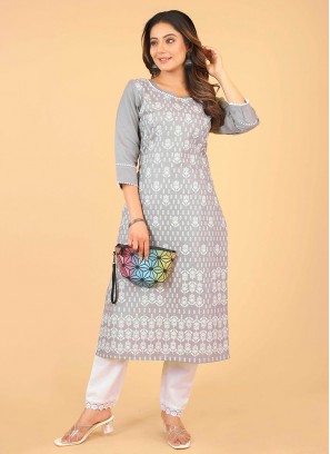 Grey Color Designer Kurti