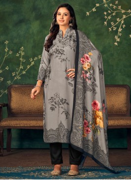 Grey Color Designer Salwar Kameez