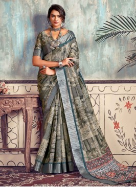 Grey Color Designer Saree