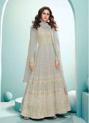 Grey Color Georgette Floor Length Suit