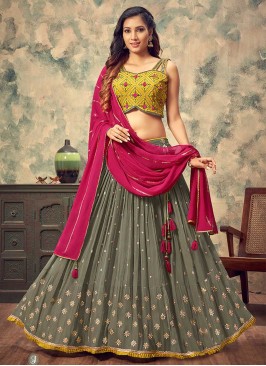 Grey Color Georgette Lehenga Choli