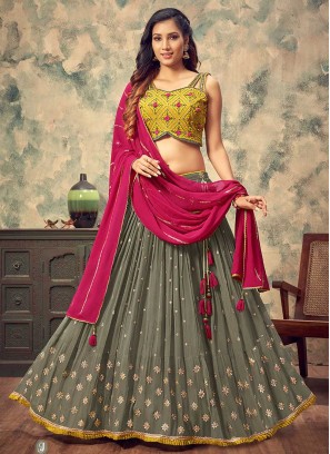 Grey Color Georgette Lehenga Choli