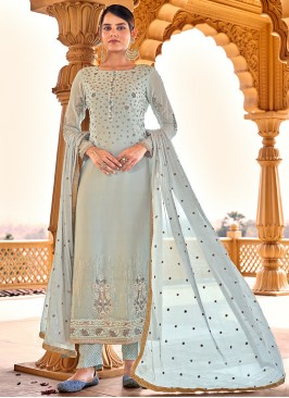 Grey Color Georgette Sequins Work Salwar Suit