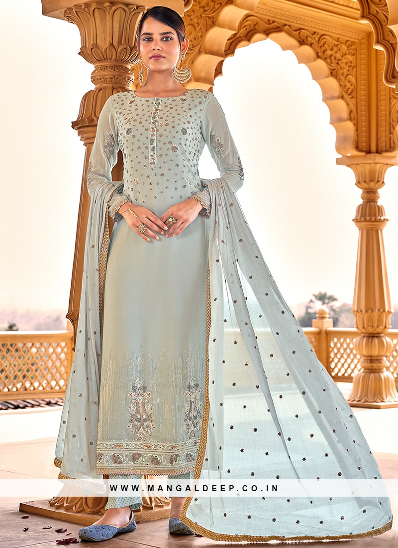 Grey color on sale frock suit