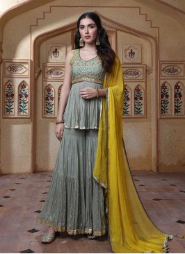 Grey Color Georgette Sharara Dress