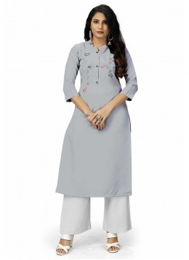 Grey Color Hand Work Kurti