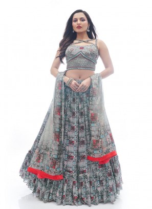 Grey Color Art Silk Lehenga Choli