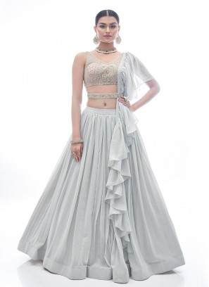 Grey Color Georgette Lehenga Choli