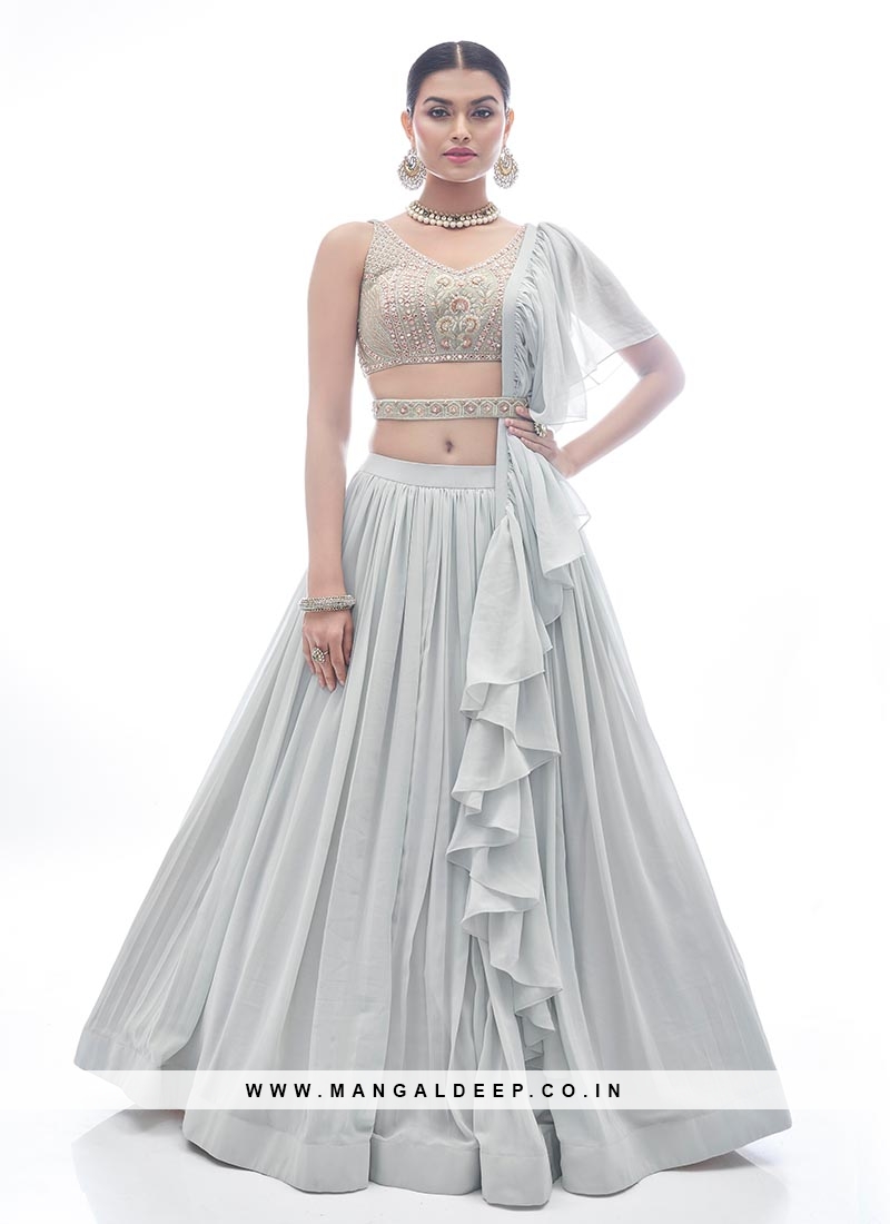Buy dharani Women Pink and Grey Embroidered Net Semi Stitched Lehenga and Crop  Top Online at Best Prices in India - JioMart.