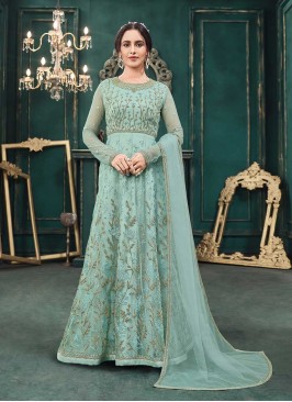 Grey Color Net Anarkali Suit