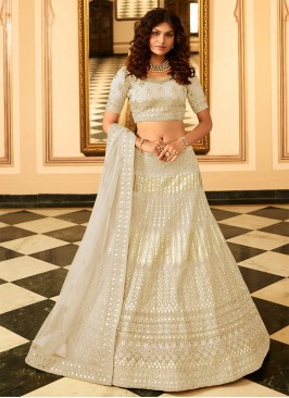 Grey Color Organza Gota Patti Work Lehenga