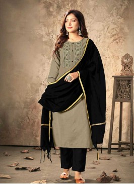 Grey Color Rayon Readymade Salwar Suits