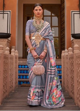 Grey Color Saree