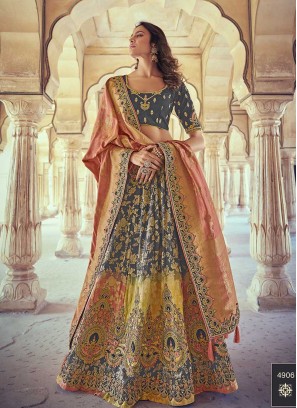 Grey Color Silk Lehenga Choli