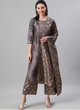 Grey Color Silk Readymade Suit