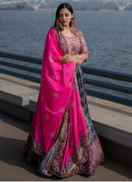 Grey Color Silk Stylish Lehenga