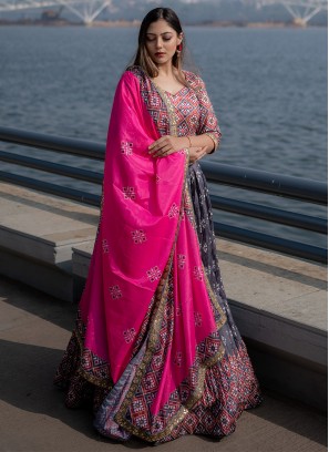 Grey Color Silk Stylish Lehenga