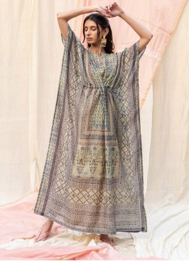 Grey Color Soft Silk Fancy Kaftan