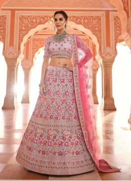 Grey Color Thread Work Lehenga