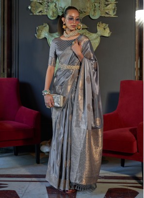 Grey Color Trendy Saree