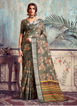 Grey Color Trendy Saree