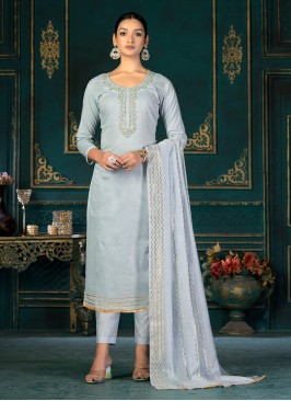 Grey Cotton Ceremonial Pant Style Suit