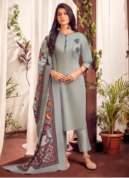 Grey Cotton Festival Pant Style Suit