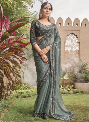 Grey Designer Festival Saree