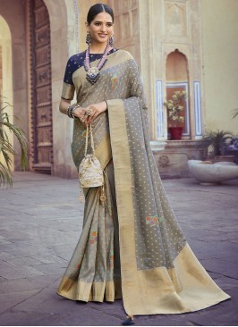 Grey Engagement Classic Saree