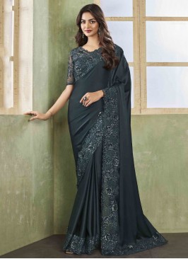 Grey Engagement Classic Saree