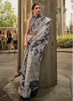 Grey Festival Contemporary Saree