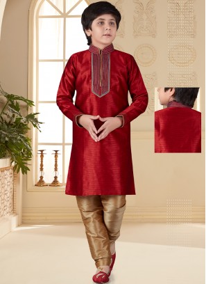 Marron Nano silk Indo Western Suit for Boys.