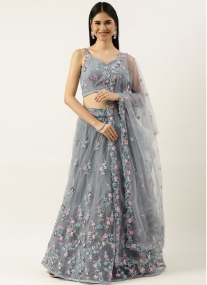 Grey Net A Line Lehenga Choli